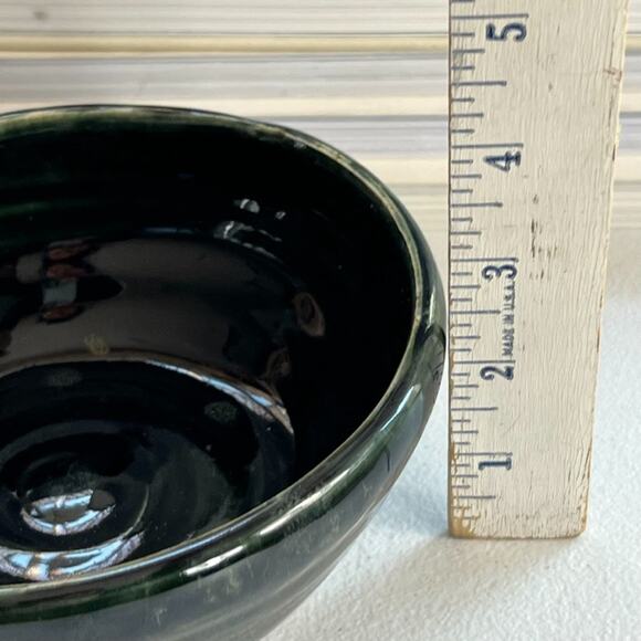 Studio Art Pottery Stoneware Bowl 6" Glossy Finish Dark Green Hand Thrown - Picture 7 of 8
